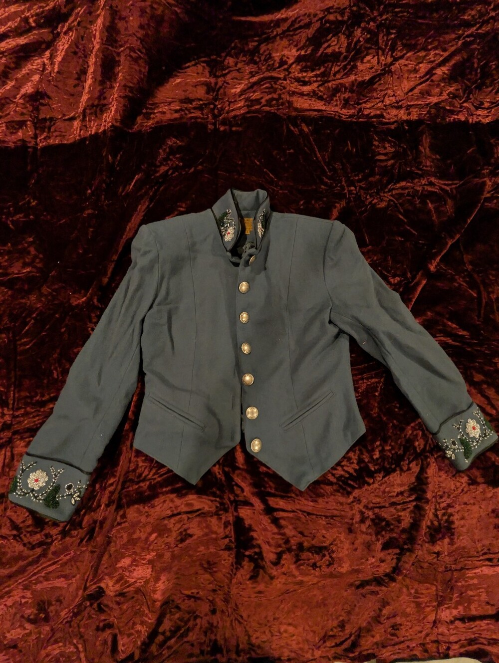 Women's Western Navy Wool Beaded Blazer Jacket Double D Ranch Vintage